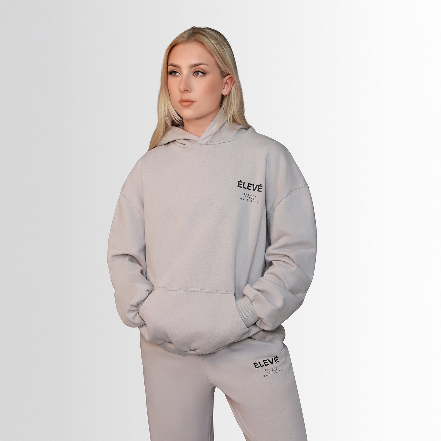 ESSENTIAL SET HOODIE - SILVER MEDAL - Silver Medal Élevé