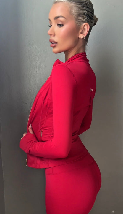 CONTOUR ZIP JACKET - ELECTRIC CHERRY-Élevé