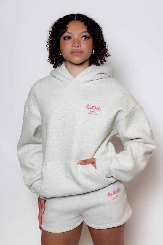 MAISON CLOUD HOODIE-GRIS-BLUSH PINK-ÉLEVÉ
