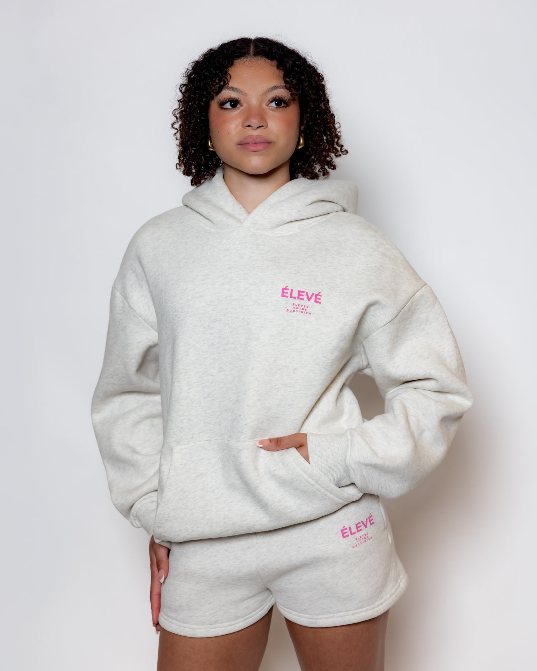 MAISON CLOUD HOODIE-GRIS-BLUSH PINK-ÉLEVÉ