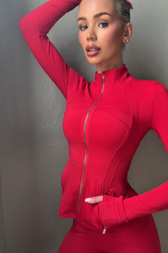 CONTOUR ZIP JACKET - ELECTRIC CHERRY-Élevé