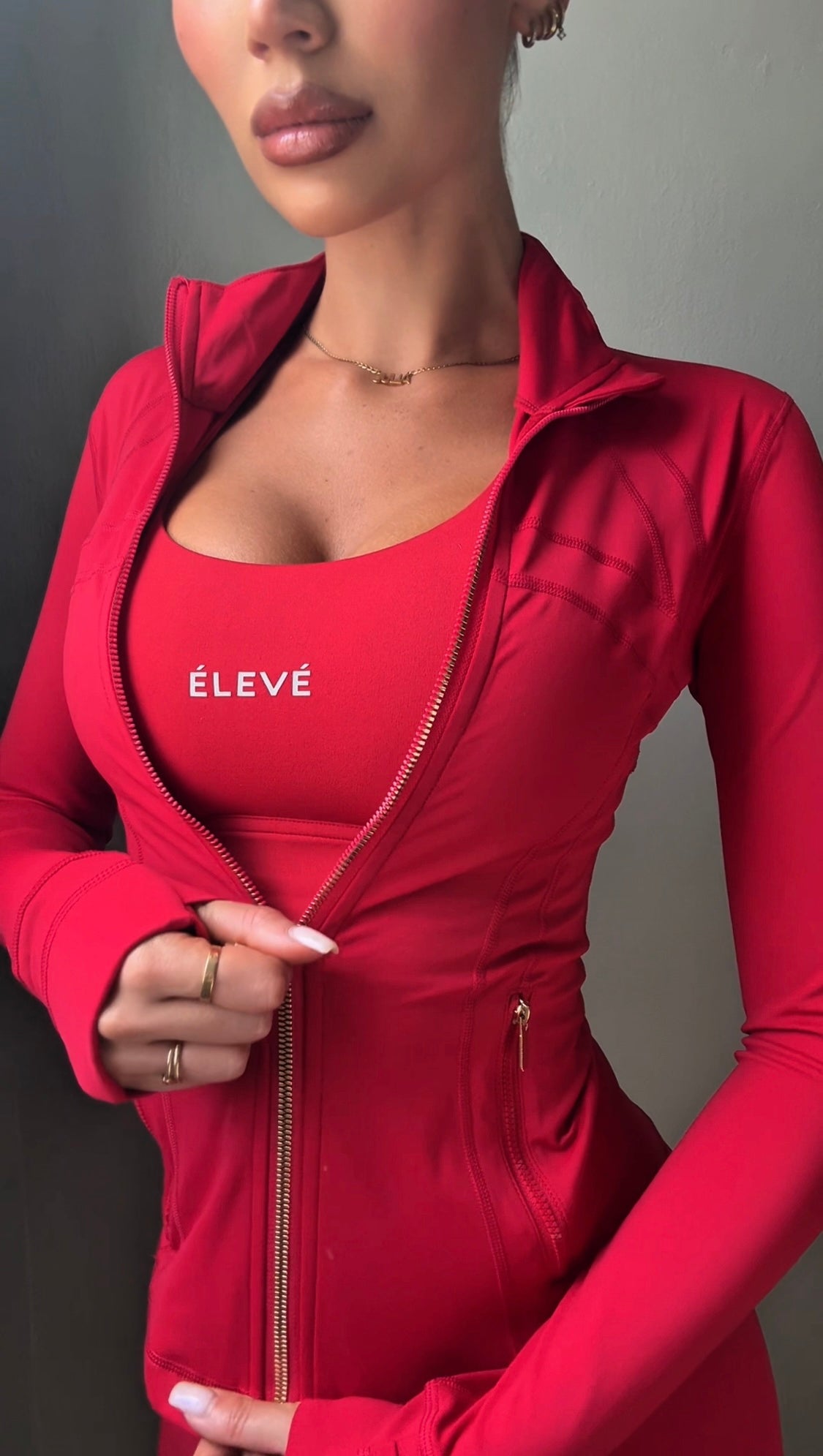 CONTOUR ZIP JACKET - ELECTRIC CHERRY-Élevé