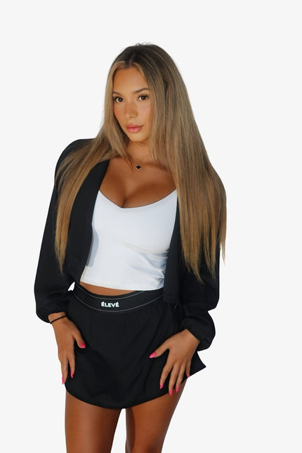 COURT SIDE SKIRT-NOIR-ÉLEVÉ