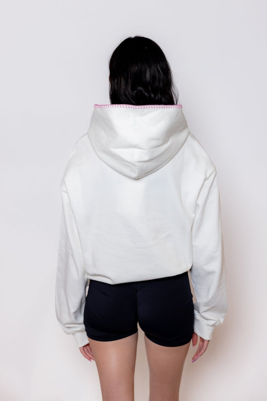 L'ILA STITCH HOODIE - BLANC-BLUSH PINK Élevé