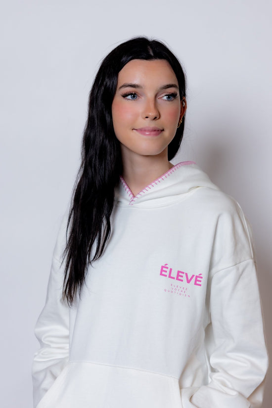 L'ILA STITCH HOODIE - BLANC- BLUSH PINK