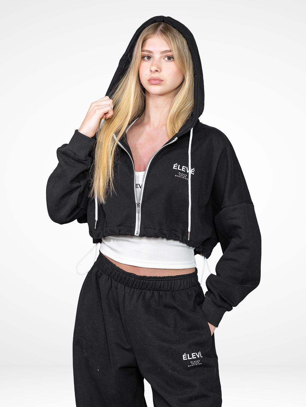 国内で当店のみ LCE - Striped V-Neck Cropped Hoodie 71l8Fh8AGvL._UY1000_.jpg