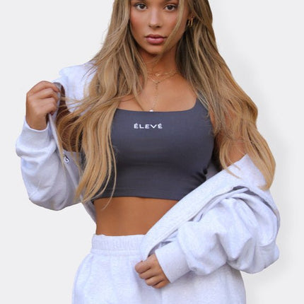 THE DRIFT CROPPED HOODIE - STORM Élevé