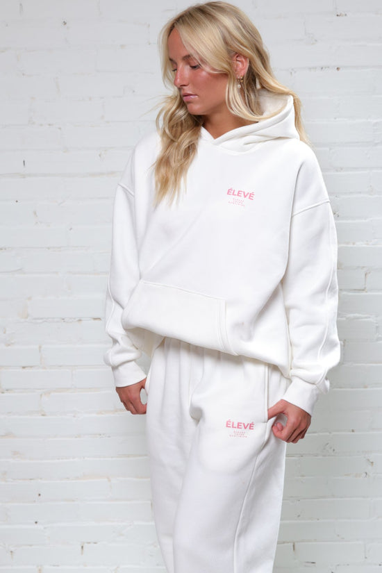 MAISON CLOUD HOODIE-BLANC-BLUSH PINK-ÉLEVÉ