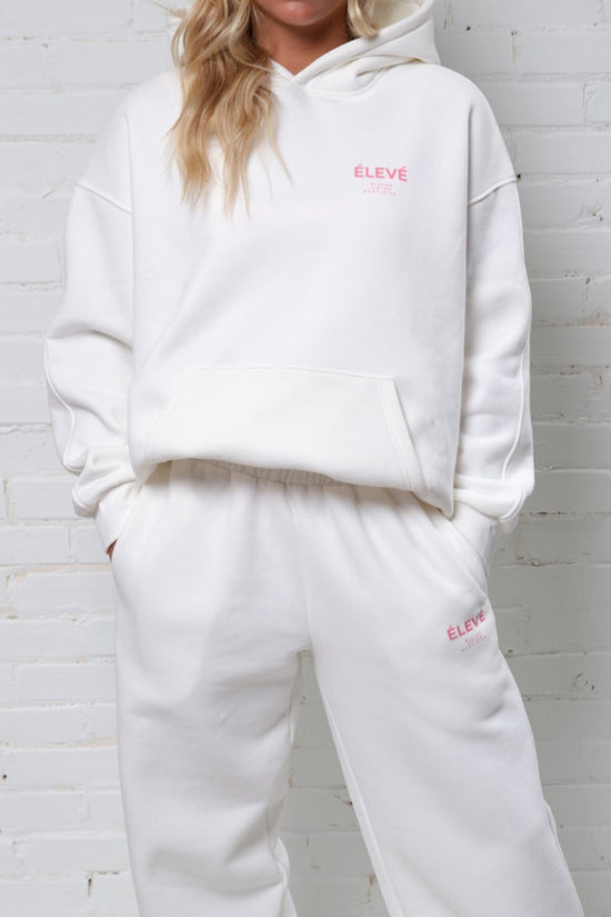 MAISON CLOUD HOODIE-BLANC-BLUSH PINK-ÉLEVÉ