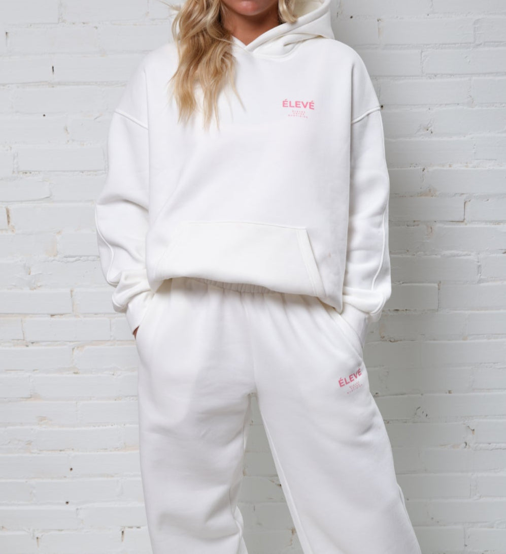 MAISON CLOUD HOODIE-BLANC-BLUSH PINK-ÉLEVÉ