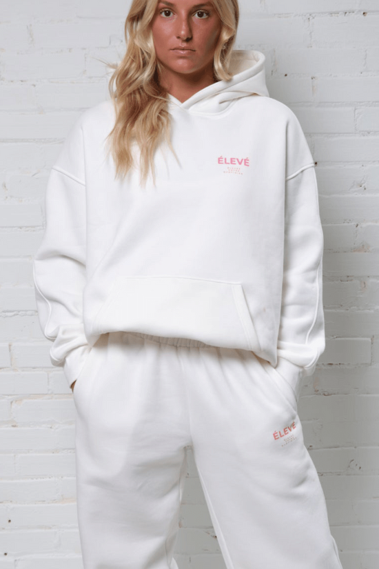 MAISON CLOUD HOODIE-BLANC-BLUSH PINK-ÉLEVÉ