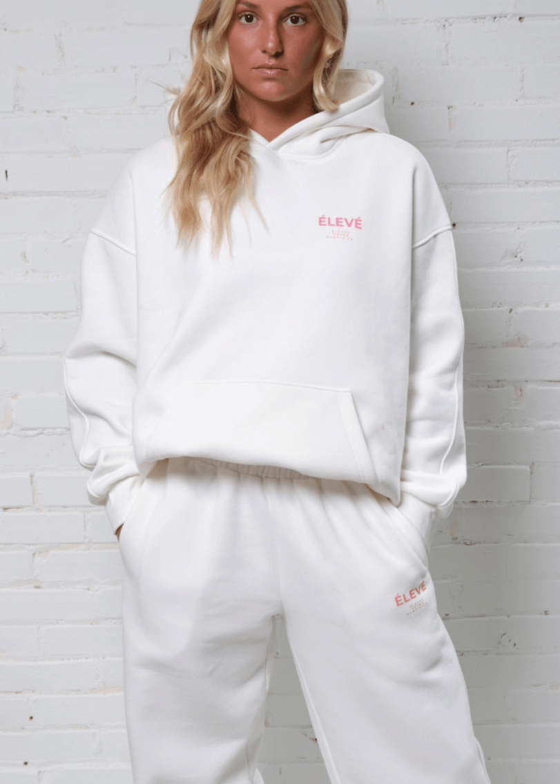 MAISON CLOUD HOODIE-BLANC-BLUSH PINK-ÉLEVÉ