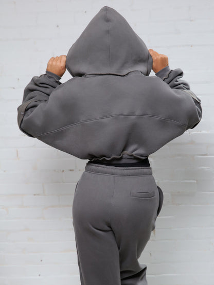 The Élevé Sydney Set with Cropped Hoodie and Wide - leg Joggers - Élevé