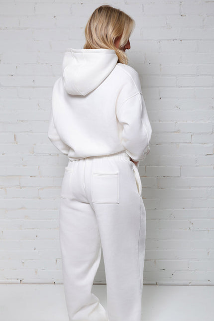 THE ÉLEVÉ WHITE CLOÜD SWEATPANTS WITH BLUSH PINK LOGO - Élevé