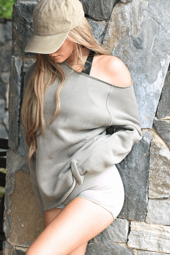 THE SLOUCHÉ PULLOVER -WASHED SAGE- Élevé