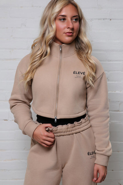 The Zipline Hoodie Zipline wide - leg sweatpants - Sandstone with black logo letters - Élevé